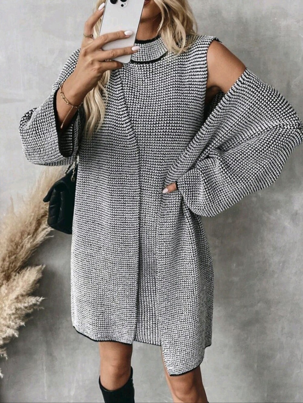 2pcs Women's Plaid Long Sleeve Long Cardigan And Stand Collar Sleeveless Loose